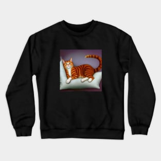 Ginger Cat on a Pillow Crewneck Sweatshirt